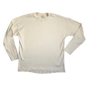 AYR Early Morning Long Sleeve Minimalist T Shirt Off White Seashell Small